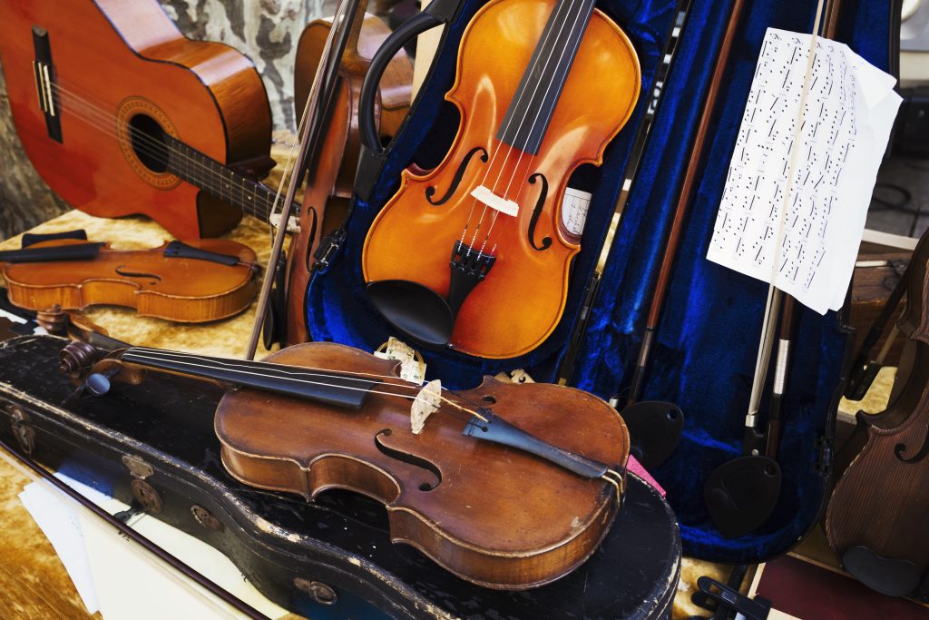 close up of musical instruments